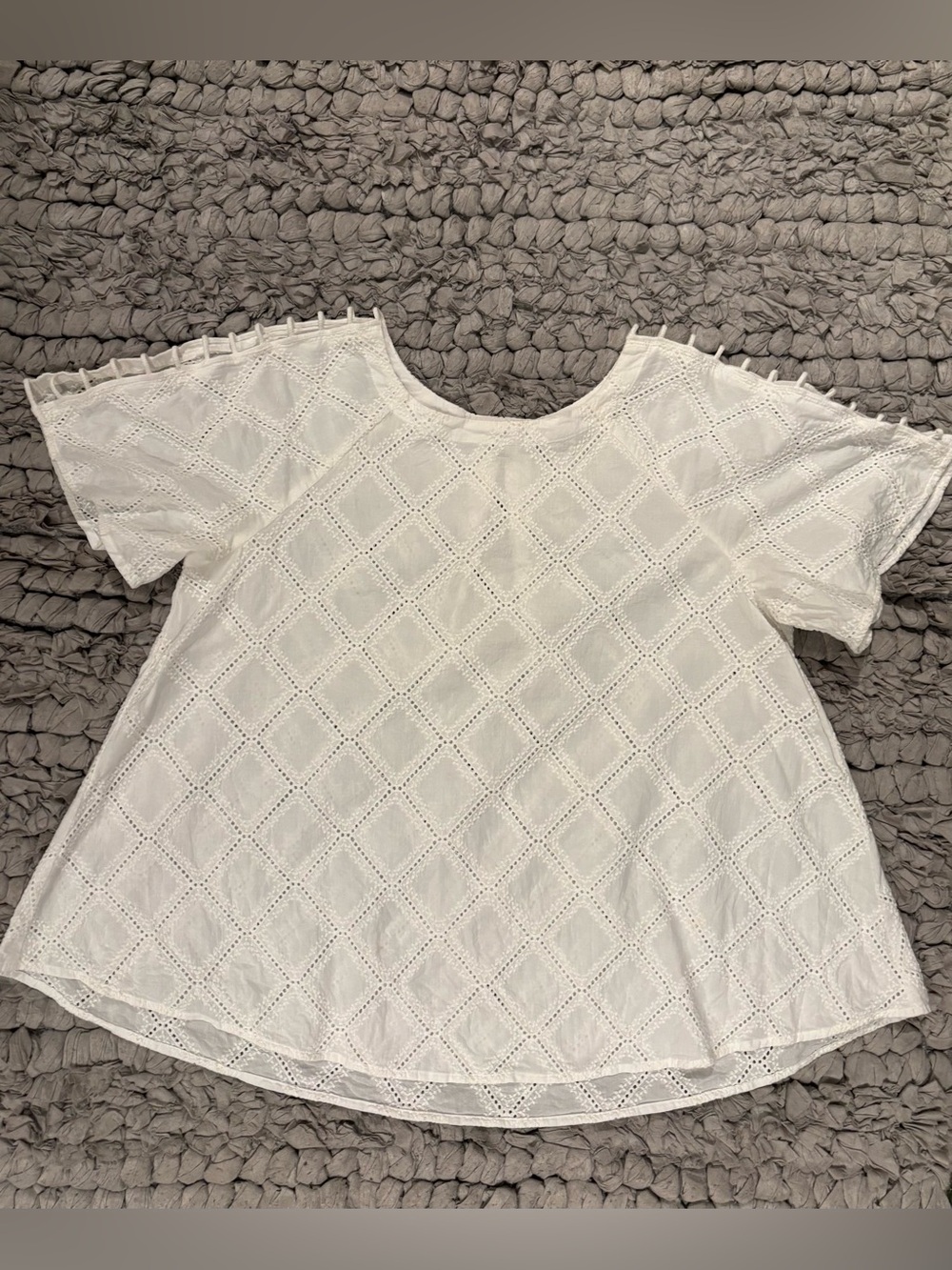 Madewell White Embroidered Lattice Eyelet Short-Sleeve Top - 100% cotton - Picture 2 of 6